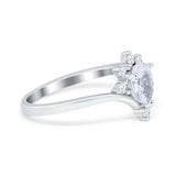 Teardrop V Chevron Engagement Ring Simulated Cubic Zirconia 925 Sterling Silver