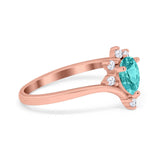 Teardrop V Chevron Engagement Ring Simulated Cubic Zirconia 925 Sterling Silver