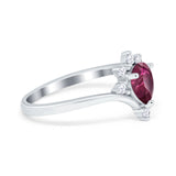 Teardrop V Chevron Engagement Ring Simulated Cubic Zirconia 925 Sterling Silver
