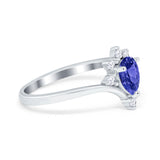 Teardrop V Chevron Engagement Ring Simulated Cubic Zirconia 925 Sterling Silver