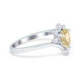 Teardrop V Chevron Engagement Ring Simulated Cubic Zirconia 925 Sterling Silver