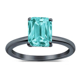 Emerald Simulated Cubic Zirconia Cathedral Engagement Ring 925 Sterling Silver Center Stone-(7mmx5mm)