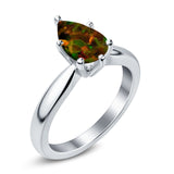 Solitaire Teardrop Simulated Cubic Zirconia Wedding Ring 925 Sterling Silver Center Stone-(8mmx6mm)