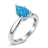 Solitaire Teardrop Simulated Cubic Zirconia Wedding Ring 925 Sterling Silver Center Stone-(8mmx6mm)