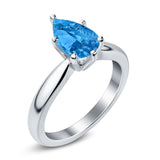 Solitaire Teardrop Simulated Cubic Zirconia Wedding Ring 925 Sterling Silver Center Stone-(8mmx6mm)