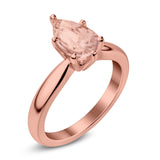Solitaire Teardrop Simulated Cubic Zirconia Wedding Ring 925 Sterling Silver Center Stone-(8mmx6mm)