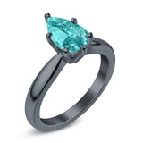Solitaire Teardrop Simulated Cubic Zirconia Wedding Ring 925 Sterling Silver Center Stone-(8mmx6mm)