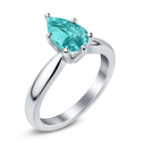 Solitaire Teardrop Simulated Cubic Zirconia Wedding Ring 925 Sterling Silver Center Stone-(8mmx6mm)