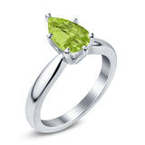 Solitaire Teardrop Simulated Cubic Zirconia Wedding Ring 925 Sterling Silver Center Stone-(8mmx6mm)