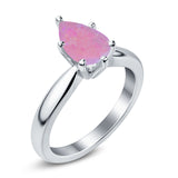 Solitaire Teardrop Simulated Cubic Zirconia Wedding Ring 925 Sterling Silver Center Stone-(8mmx6mm)