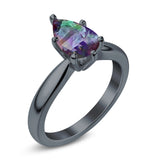 Solitaire Teardrop Simulated Cubic Zirconia Wedding Ring 925 Sterling Silver Center Stone-(8mmx6mm)