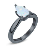 Solitaire Teardrop Simulated Cubic Zirconia Wedding Ring 925 Sterling Silver Center Stone-(8mmx6mm)