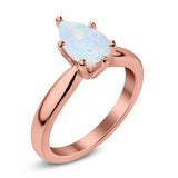 Solitaire Teardrop Simulated Cubic Zirconia Wedding Ring 925 Sterling Silver Center Stone-(8mmx6mm)