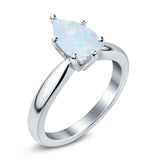 Solitaire Teardrop Simulated Cubic Zirconia Wedding Ring 925 Sterling Silver Center Stone-(8mmx6mm)