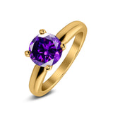 Round Simulated Cubic Zirconia Cathedral Wedding Ring 925 Sterling Silver Center Stone-(6mm)