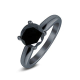 Round Simulated Cubic Zirconia Cathedral Wedding Ring 925 Sterling Silver Center Stone-(6mm)