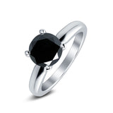 Round Simulated Cubic Zirconia Cathedral Wedding Ring 925 Sterling Silver Center Stone-(6mm)
