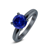 Round Simulated Cubic Zirconia Cathedral Wedding Ring 925 Sterling Silver Center Stone-(6mm)