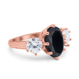 Oval Art Deco Engagement Ring Simulated Cubic Zirconia 925 Sterling Silver