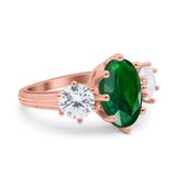 Oval Art Deco Engagement Ring Simulated Cubic Zirconia 925 Sterling Silver