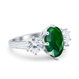 Oval Art Deco Engagement Ring Simulated Cubic Zirconia 925 Sterling Silver