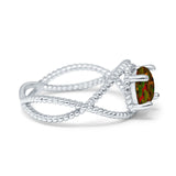 Braided Cable Split Engagement Ring Simulated Cubic Zirconia 925 Sterling Silver