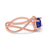 Braided Cable Split Engagement Ring Simulated Cubic Zirconia 925 Sterling Silver