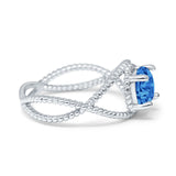 Braided Cable Split Engagement Ring Simulated Cubic Zirconia 925 Sterling Silver