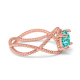 Braided Cable Split Engagement Ring Simulated Cubic Zirconia 925 Sterling Silver