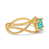 Braided Cable Split Engagement Ring Simulated Cubic Zirconia 925 Sterling Silver