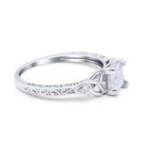 Cushion Celtic Art Deco Engagement Ring Simulated Cubic Zirconia 925 Sterling Silver