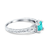 Cushion Celtic Art Deco Engagement Ring Simulated Cubic Zirconia 925 Sterling Silver