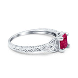 Cushion Celtic Art Deco Engagement Ring Simulated Cubic Zirconia 925 Sterling Silver