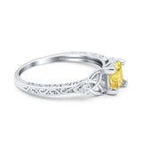 Cushion Celtic Art Deco Engagement Ring Simulated Cubic Zirconia 925 Sterling Silver
