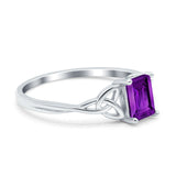 Emerald Cut Engagement Ring Simulated CZ 925 Sterling Silver