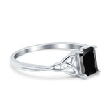 Engagement Ring Emerald Cut Simulated Cubic Zirconia Solid 925 Sterling Silver