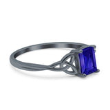 Emerald Cut Engagement Ring Simulated CZ 925 Sterling Silver