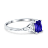 Emerald Cut Engagement Ring Simulated CZ 925 Sterling Silver