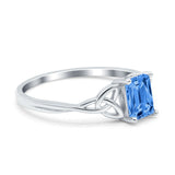Engagement Ring Emerald Cut Simulated Cubic Zirconia Solid 925 Sterling Silver