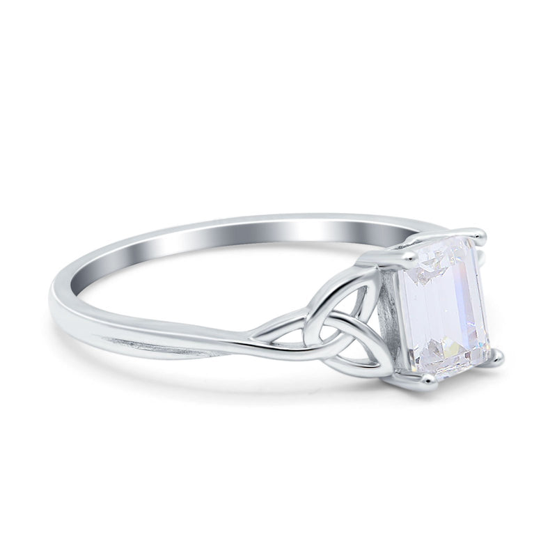 Emerald Cut Engagement Ring Simulated CZ 925 Sterling Silver