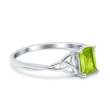 Engagement Ring Emerald Cut Simulated Cubic Zirconia Solid 925 Sterling Silver
