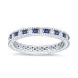Art Deco Full Eternity Stackable Wedding Ring Simulated CZ 925 Sterling Silver