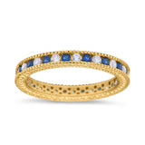Art Deco Full Eternity Stackable Wedding Ring Simulated CZ 925 Sterling Silver