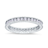 Art Deco Full Eternity Stackable Wedding Ring Simulated CZ 925 Sterling Silver