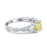 Art Deco Vintage Engagement Ring Round Simulated Cubic Zirconia 925 Sterling Silver