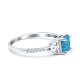 Cushion Cut Celtic Art Deco Wedding Engagement Bridal Ring Round Simulated Cubic Zirconia 925 Sterling Silver