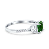 Cushion Cut Celtic Art Deco Wedding Engagement Bridal Ring Round Simulated Cubic Zirconia 925 Sterling Silver
