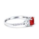 Cushion Cut Celtic Art Deco Wedding Engagement Bridal Ring Round Simulated Cubic Zirconia 925 Sterling Silver