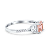Cushion Cut Celtic Art Deco Wedding Engagement Bridal Ring Round Simulated Cubic Zirconia 925 Sterling Silver