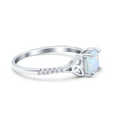 Cushion Cut Celtic Art Deco Wedding Engagement Bridal Ring Round Simulated Cubic Zirconia 925 Sterling Silver